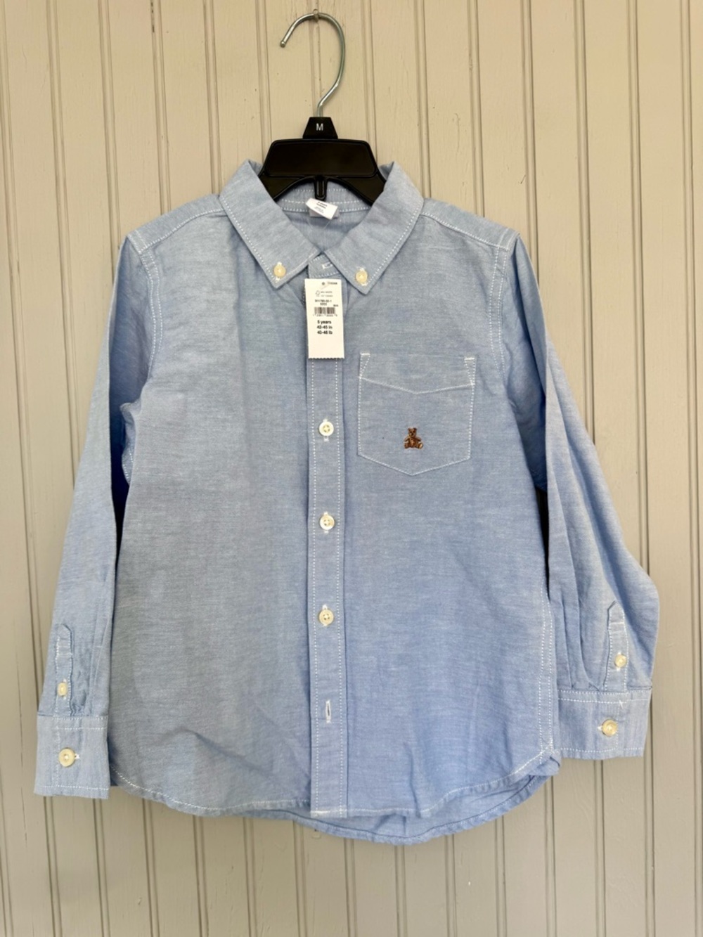 GAP Boys Light Blue Button-Front Oxford Shirt with Pocket